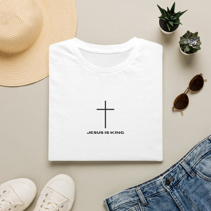 Minimal Cross “JESUS IS KING” Christian Faith Tee