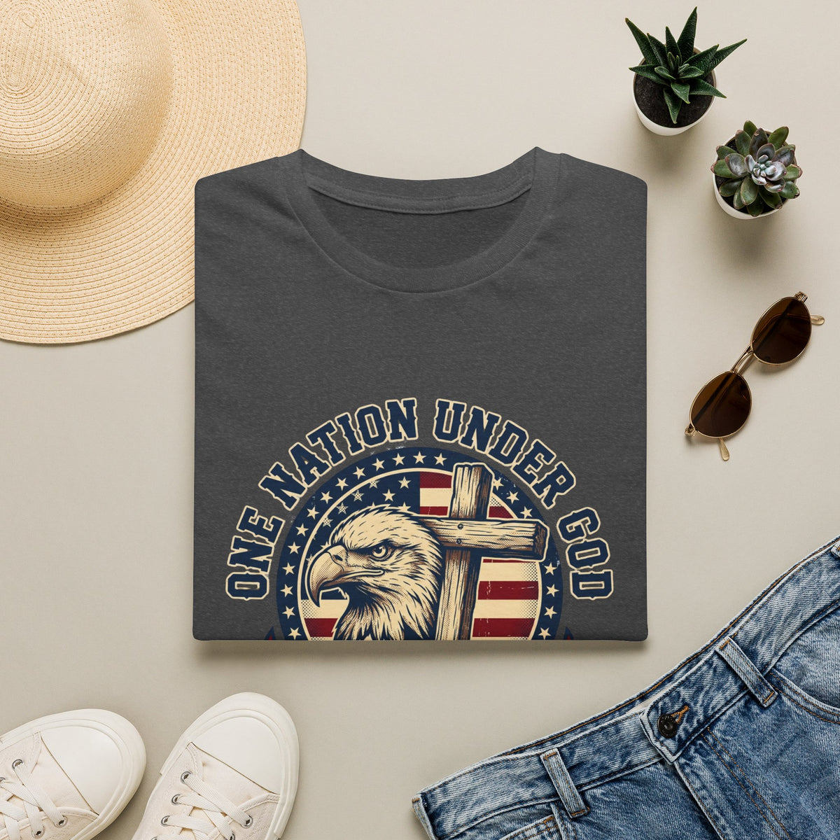 One Nation Under God Eagle American Flag T Shirt