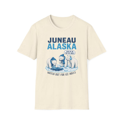 Juneau Alaska Polar Bears T-Shirt — ‘Watch Out for Ice Holes!’ Travel Souvenir Tee