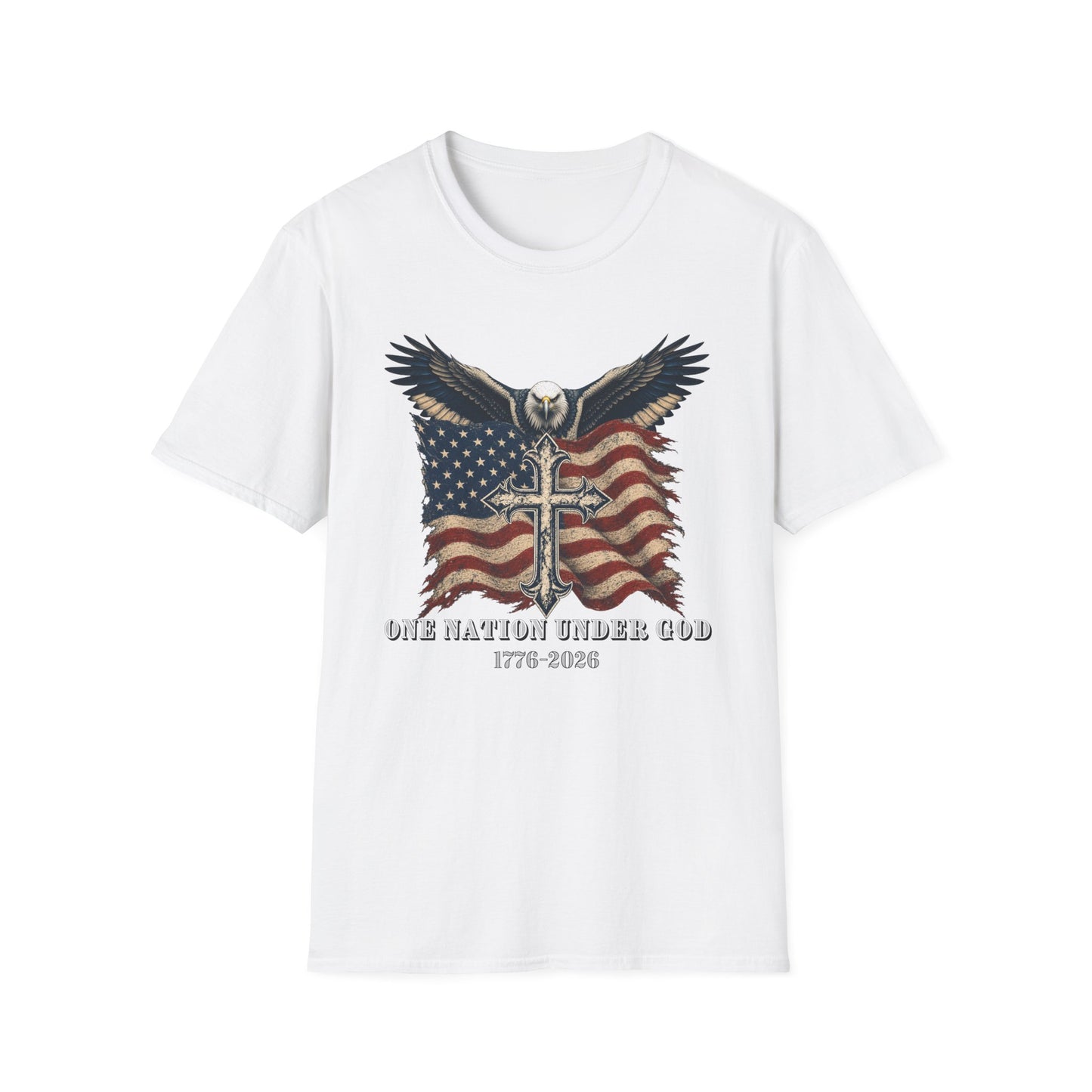 Patriotic Eagle Cross T‑Shirt — American Flag Faith Graphic