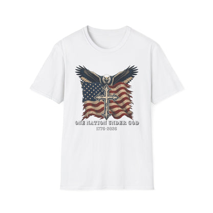 Patriotic Eagle Cross T‑Shirt — American Flag Faith Graphic