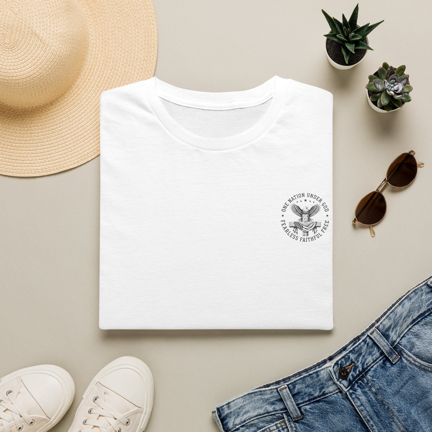 American Eagle Chest Logo T-Shirt — Minimalist Patriotic Graphic Tee