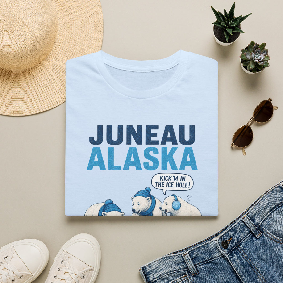Juneau Alaska Polar Bears T-Shirt — ‘Watch Out for Ice Holes!’ Travel Souvenir Tee
