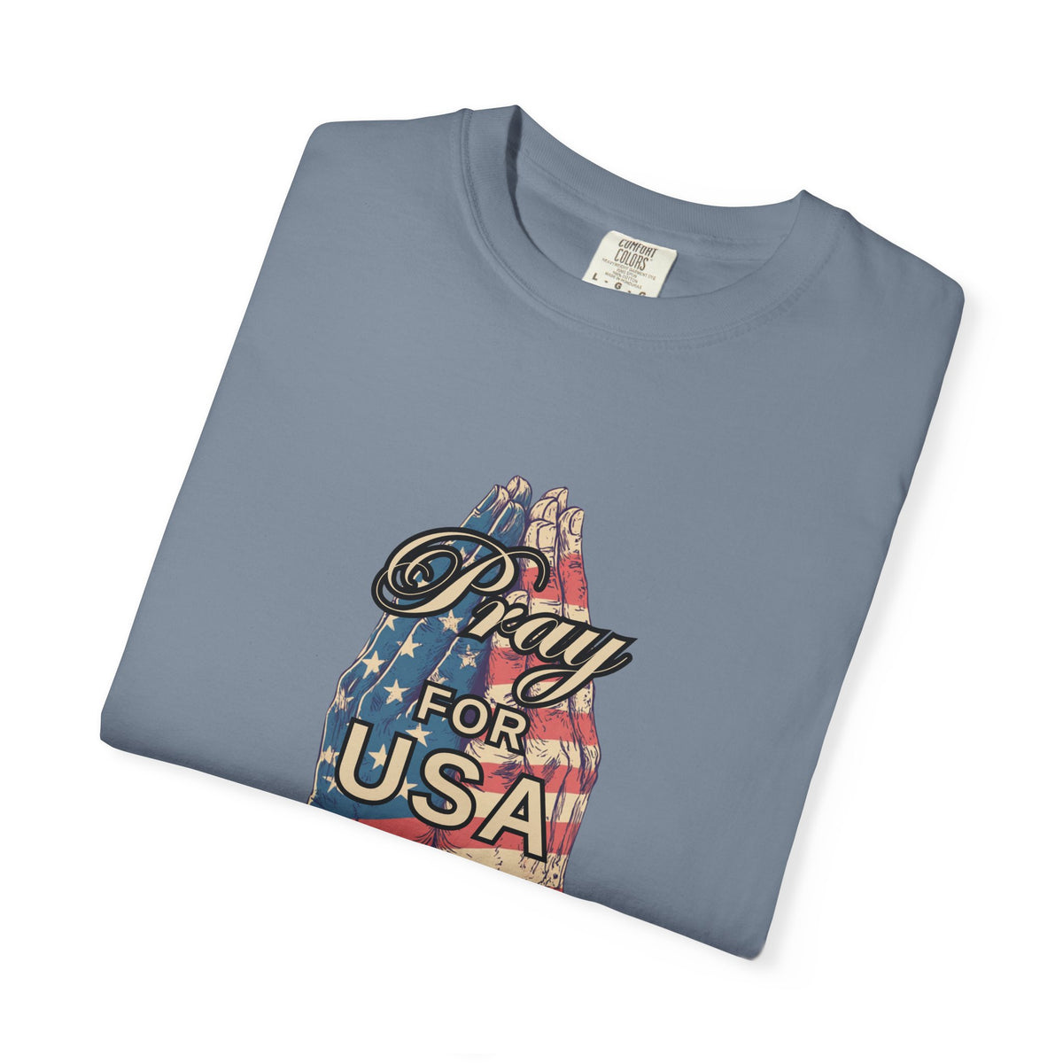 Pray for USA T-Shirt — Patriotic American Flag Praying Hands Tee