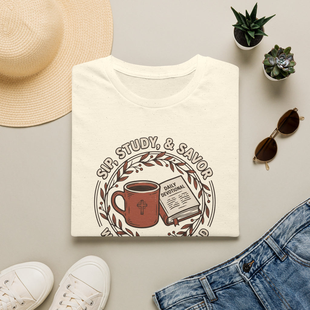 Sip, Study & Savor Coffee and Bible Lover T Shirt