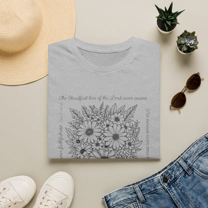 Floral Scripture T‑Shirt — "Be thankful" Daisy Bouquet Tee