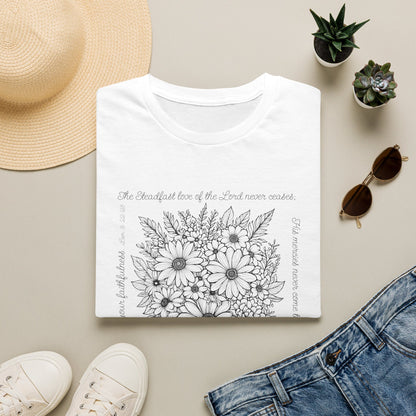 Floral Scripture T‑Shirt — "Be thankful" Daisy Bouquet Tee