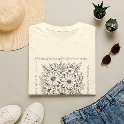 Floral Scripture T‑Shirt — "Be thankful" Daisy Bouquet Tee