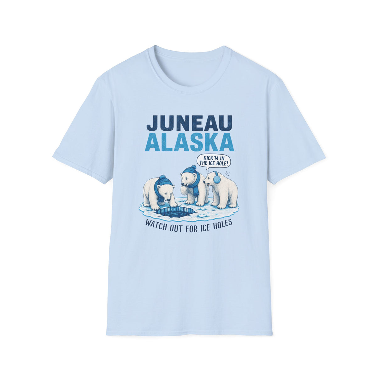 Juneau Alaska Polar Bears T-Shirt — ‘Watch Out for Ice Holes!’ Travel Souvenir Tee