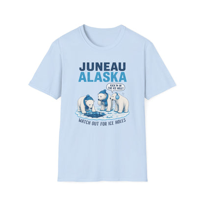 Juneau Alaska Polar Bears T-Shirt — ‘Watch Out for Ice Holes!’ Travel Souvenir Tee