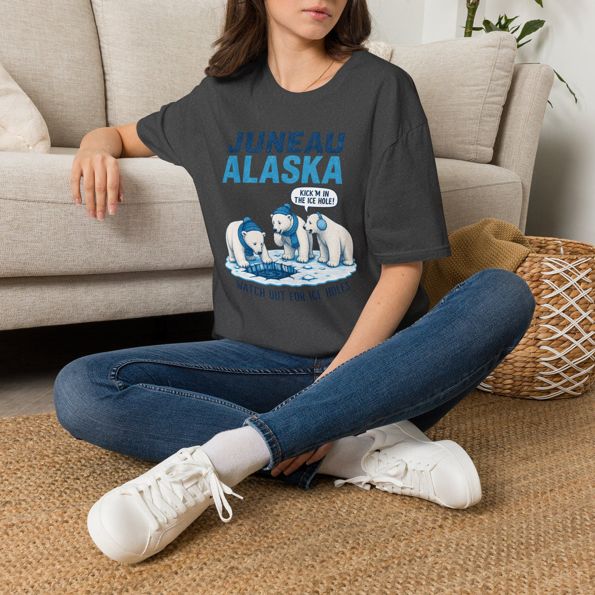 Juneau Alaska Polar Bears T-Shirt — ‘Watch Out for Ice Holes!’ Travel Souvenir Tee
