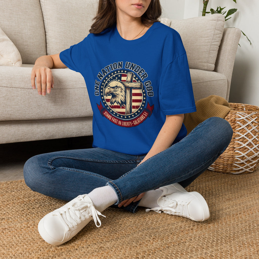 One Nation Under God Eagle American Flag T Shirt