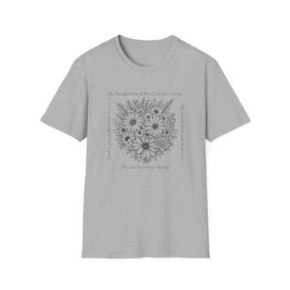 Floral Scripture T‑Shirt — "Be thankful" Daisy Bouquet Tee