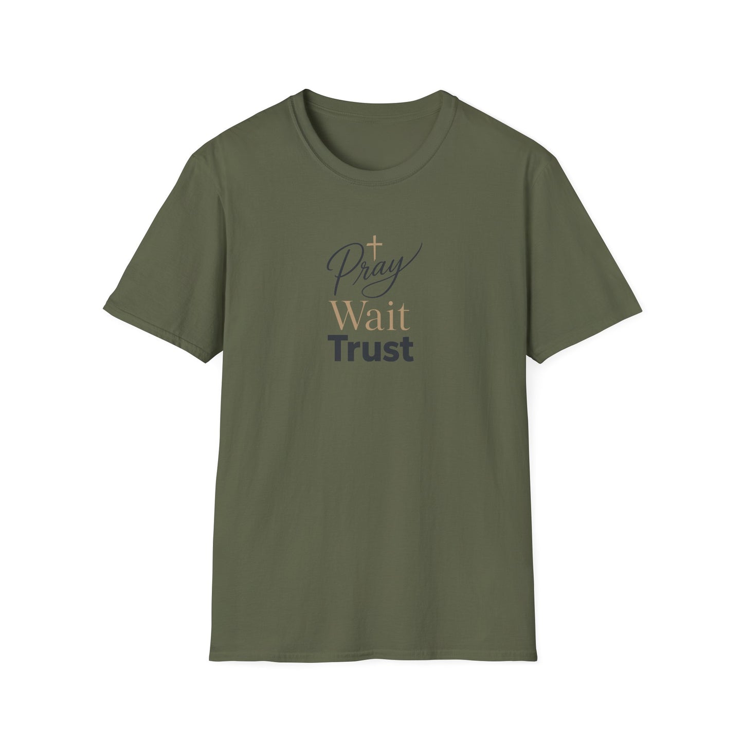 Pray Wait Trust T‑Shirt — Inspirational Christian Faith Tee