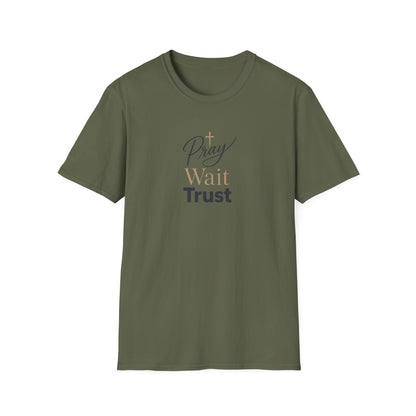 Pray Wait Trust T‑Shirt — Inspirational Christian Faith Tee