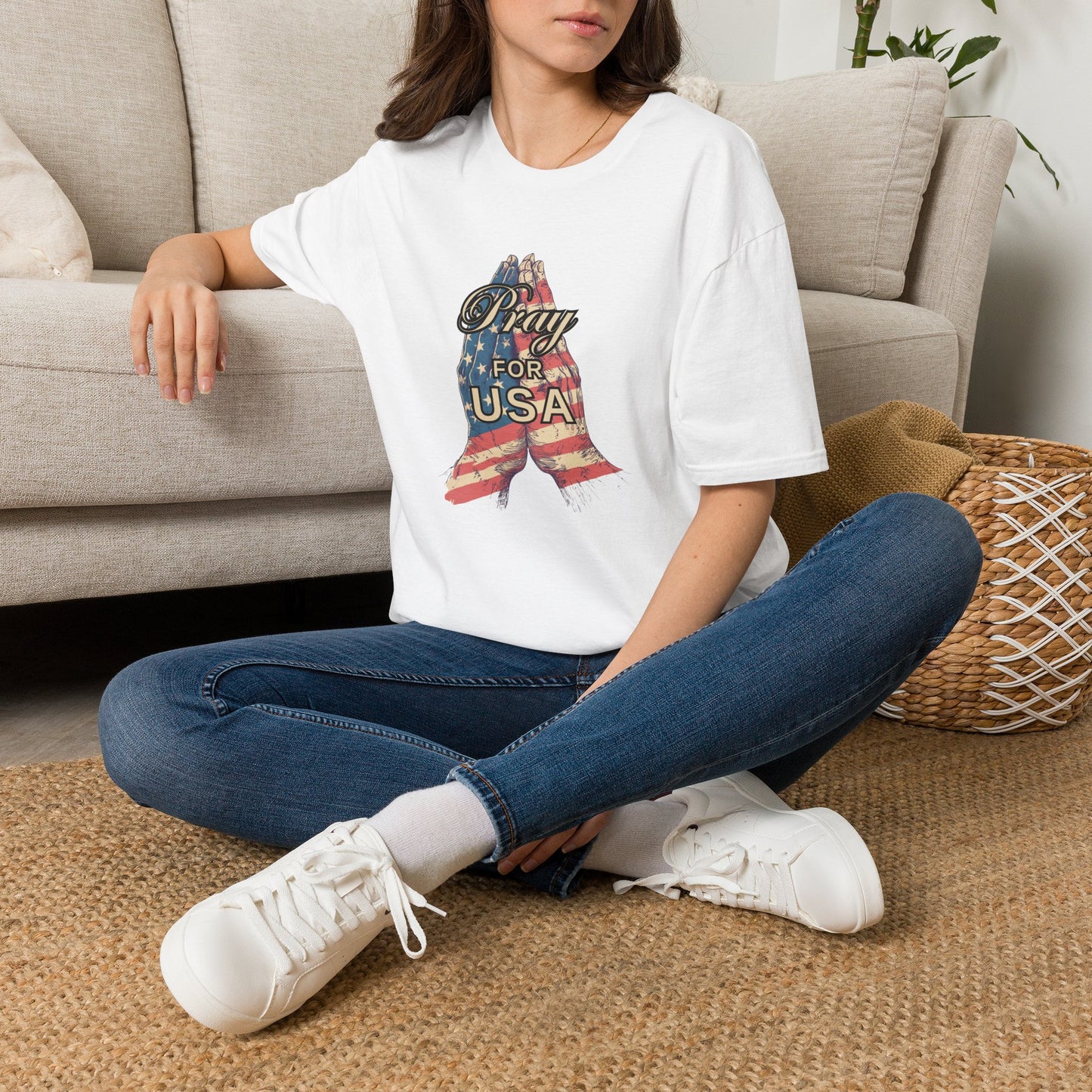 Pray for USA T-Shirt — Patriotic Praying Hands Tee