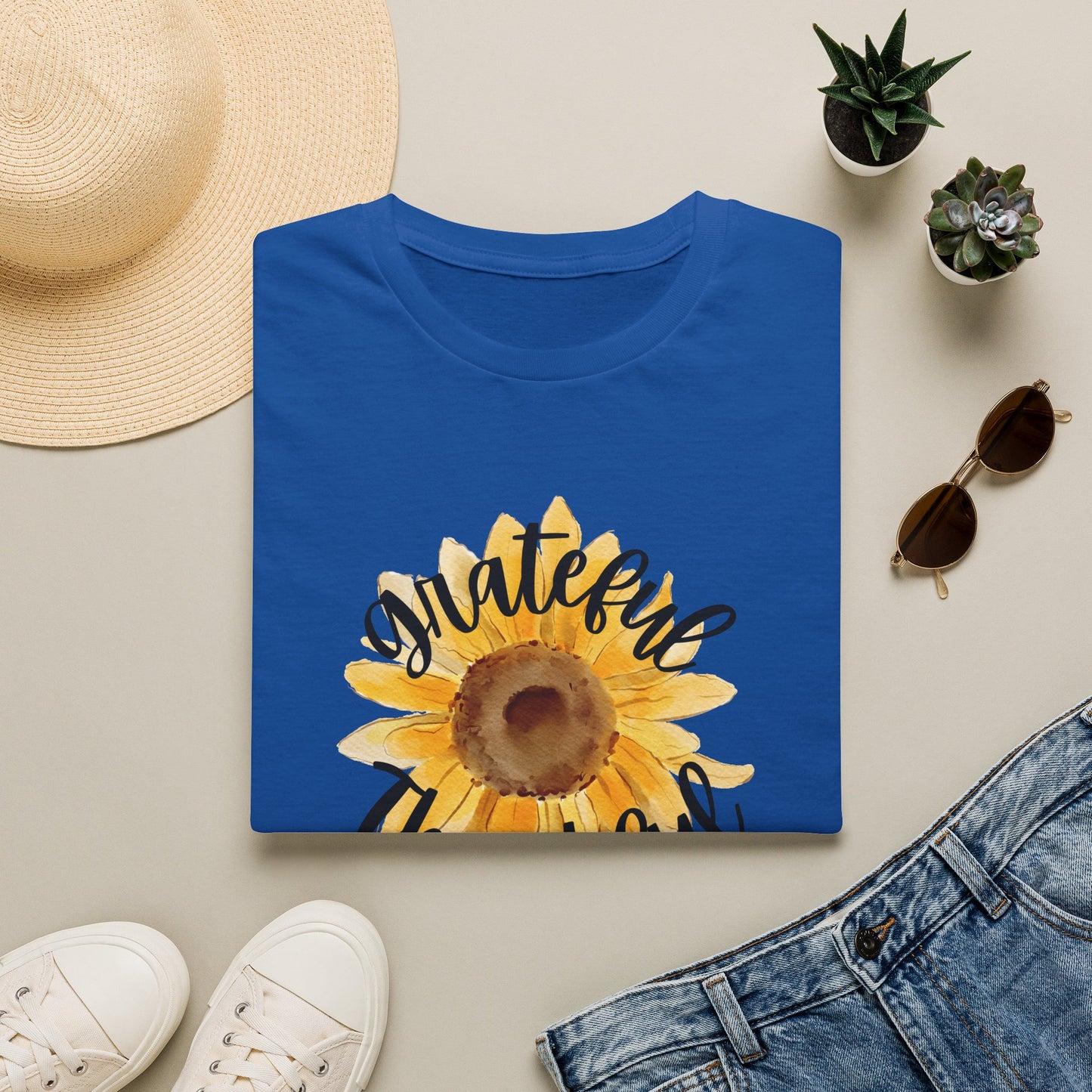 Grateful Thankful Blessed Sunflower T-Shirt