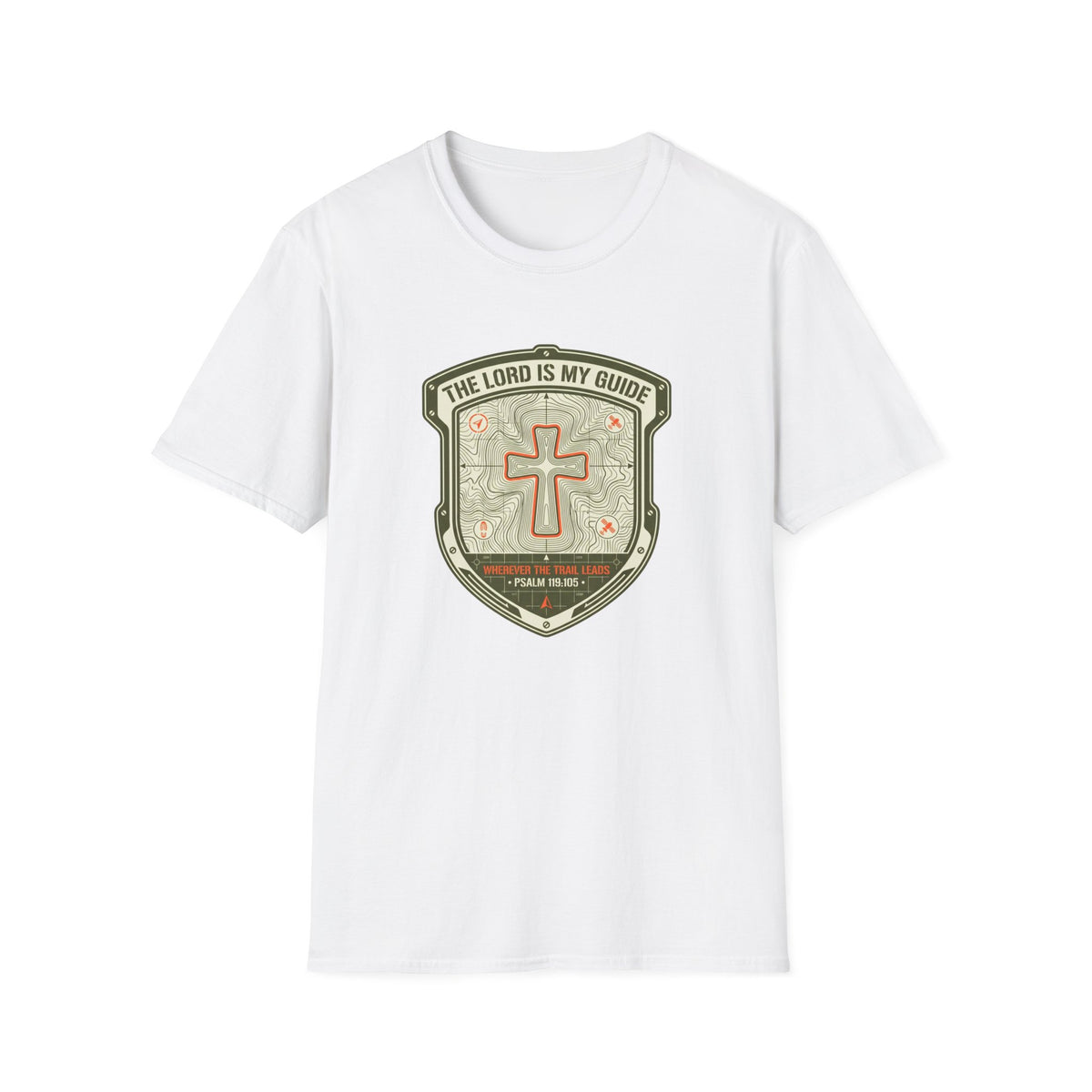 The Lord Is My Guide Christian Hiking/Topographic T Shirt
