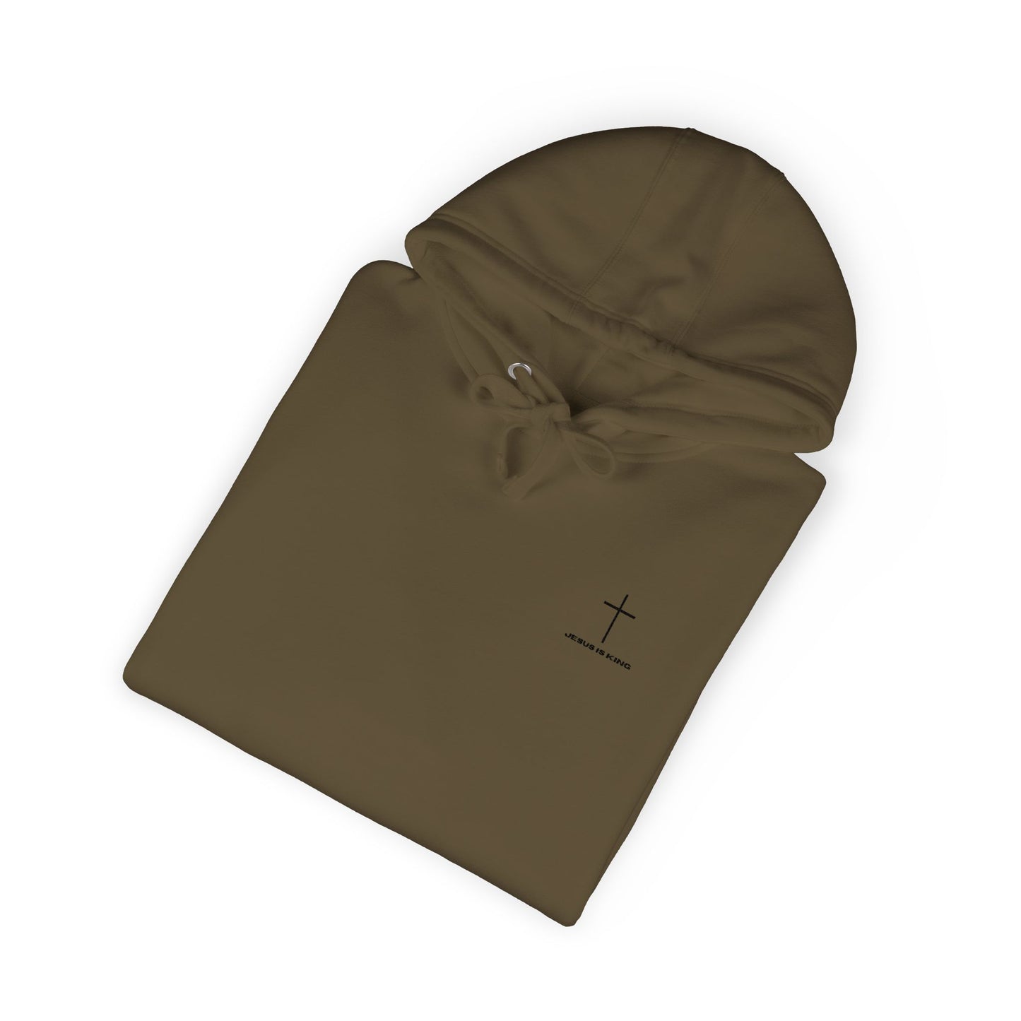 Minimal Cross Hoodie — Small Chest & Sleeve Faith Graphic