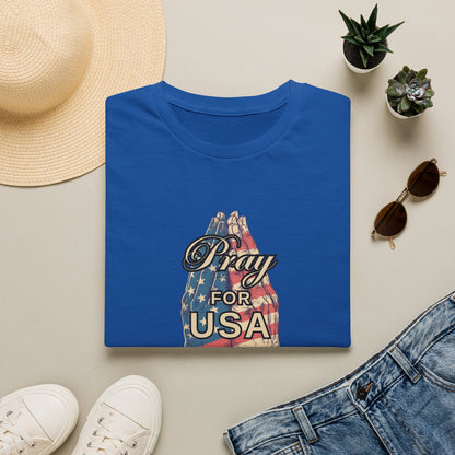 Pray for USA T-Shirt — Patriotic Praying Hands Tee