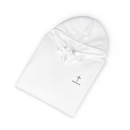 Minimal Cross Hoodie — Small Chest & Sleeve Faith Graphic