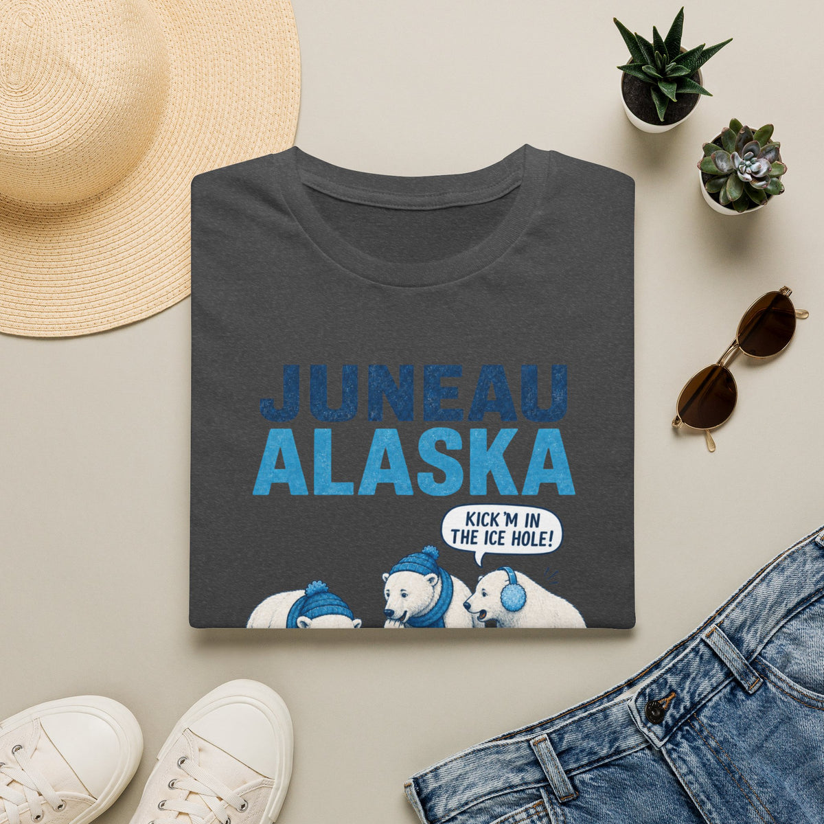 Juneau Alaska Polar Bears T-Shirt — ‘Watch Out for Ice Holes!’ Travel Souvenir Tee