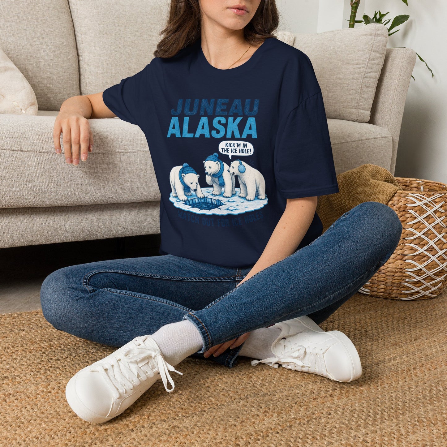 Juneau Alaska Polar Bears T-Shirt — ‘Watch Out for Ice Holes!’ Travel Souvenir Tee