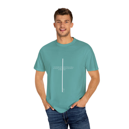 Unisex T Shirt with John 8:12 " I am the Light of the World" creating a cross shape, Witness Wear,  Motivational Apparel
