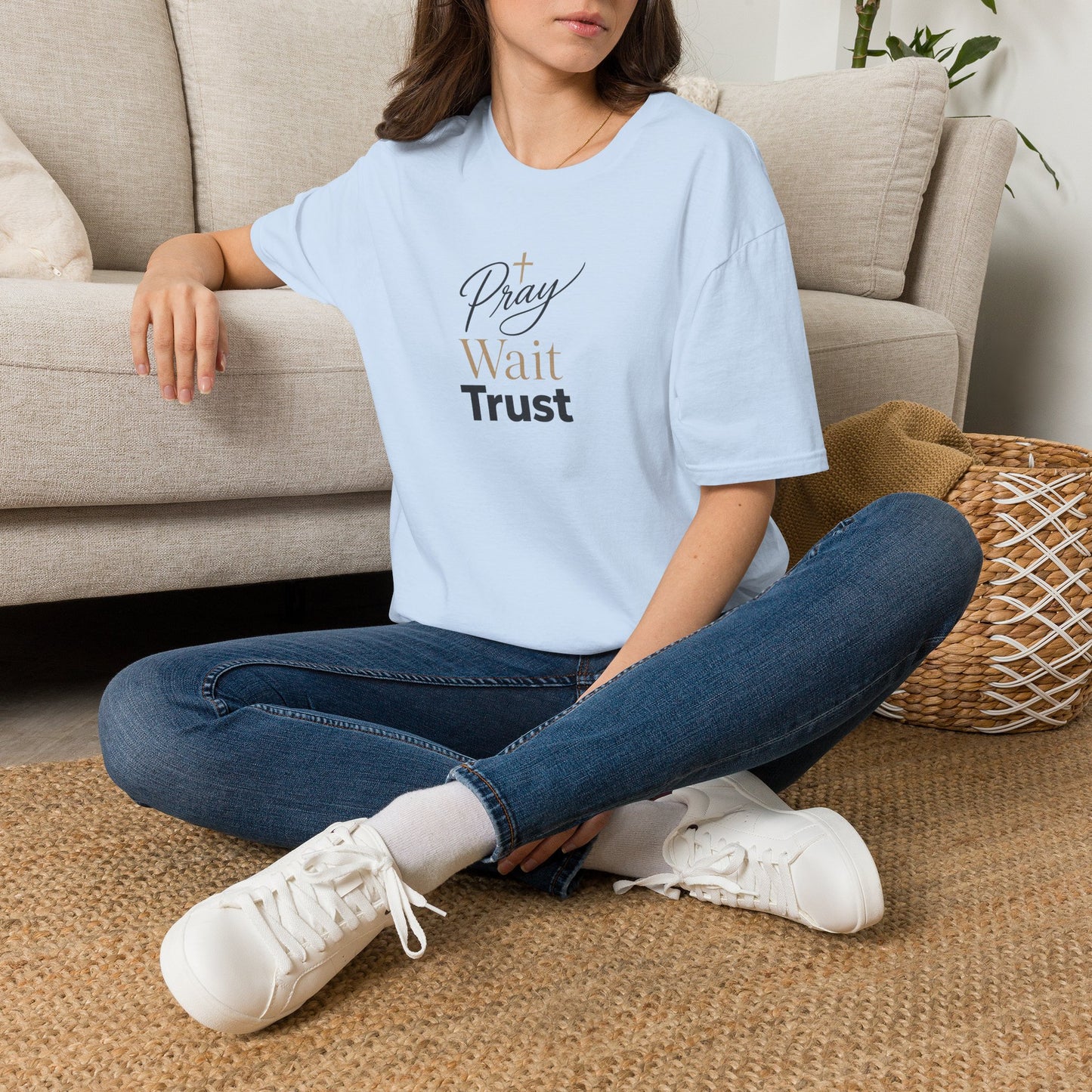 Pray Wait Trust T‑Shirt — Inspirational Christian Faith Tee