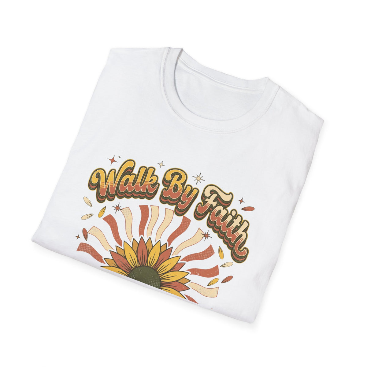 Walk by Faith Christian Sunflower Graphic T-Shirt