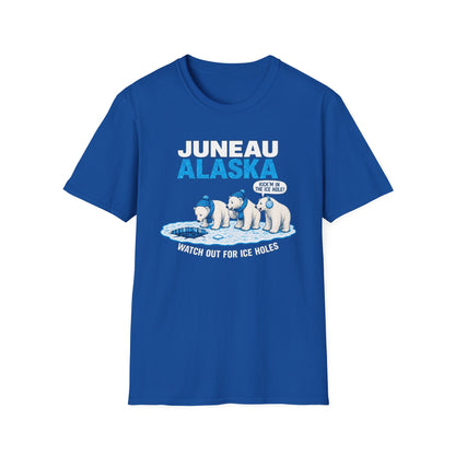 Juneau Alaska Polar Bear T‑Shirt – "Watch Out for Ice Holes" Travel Souvenir