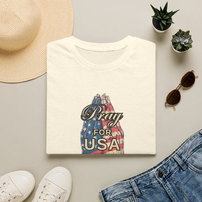 Pray for USA T-Shirt — Patriotic Praying Hands Tee