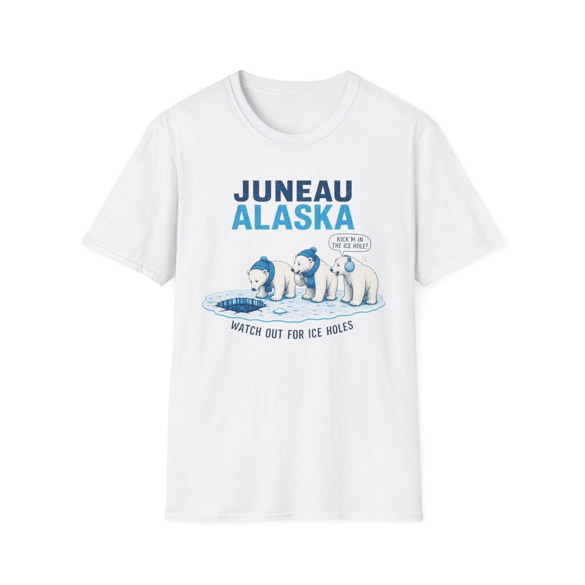 Juneau Alaska Polar Bears T-Shirt — 'Watch Out For Ice Holes' Cute Arctic Souvenir