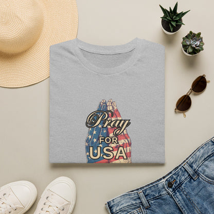 Pray for USA T-Shirt — Patriotic Praying Hands Tee