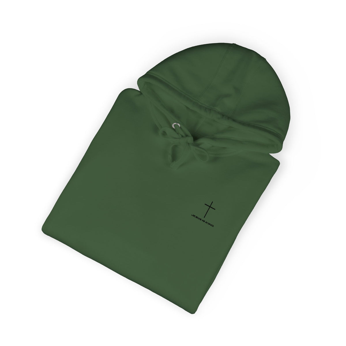 Minimal Cross Hoodie — Small Chest & Sleeve Faith Graphic