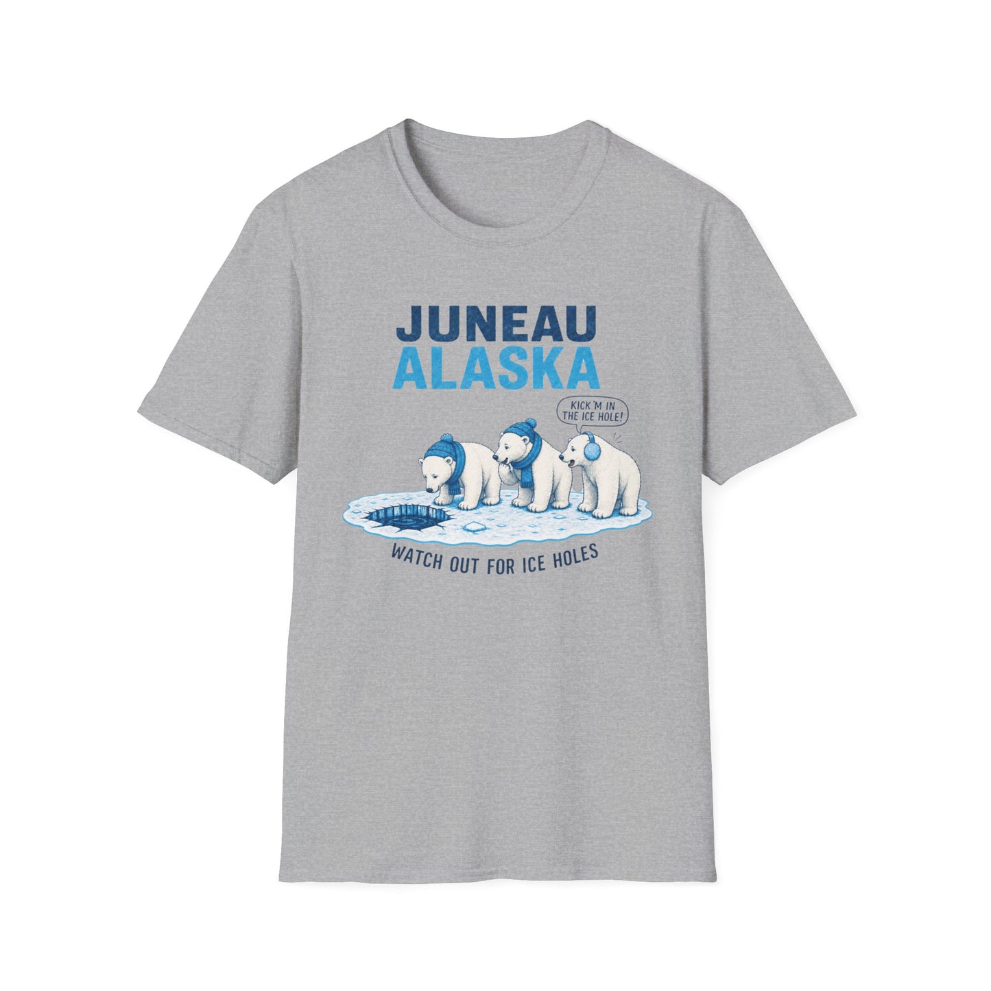Juneau Alaska Polar Bears T-Shirt — 'Watch Out For Ice Holes' Cute Arctic Souvenir