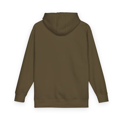 Minimal Cross Hoodie — Small Chest & Sleeve Faith Graphic