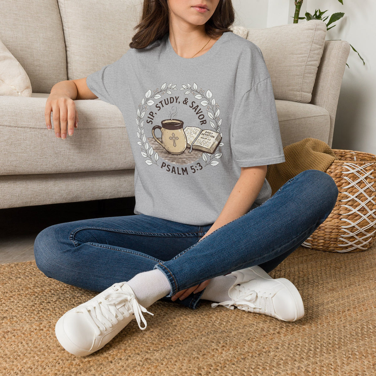 Sip, Study & Savor Psalm 5:3 Christian Coffee T Shirt