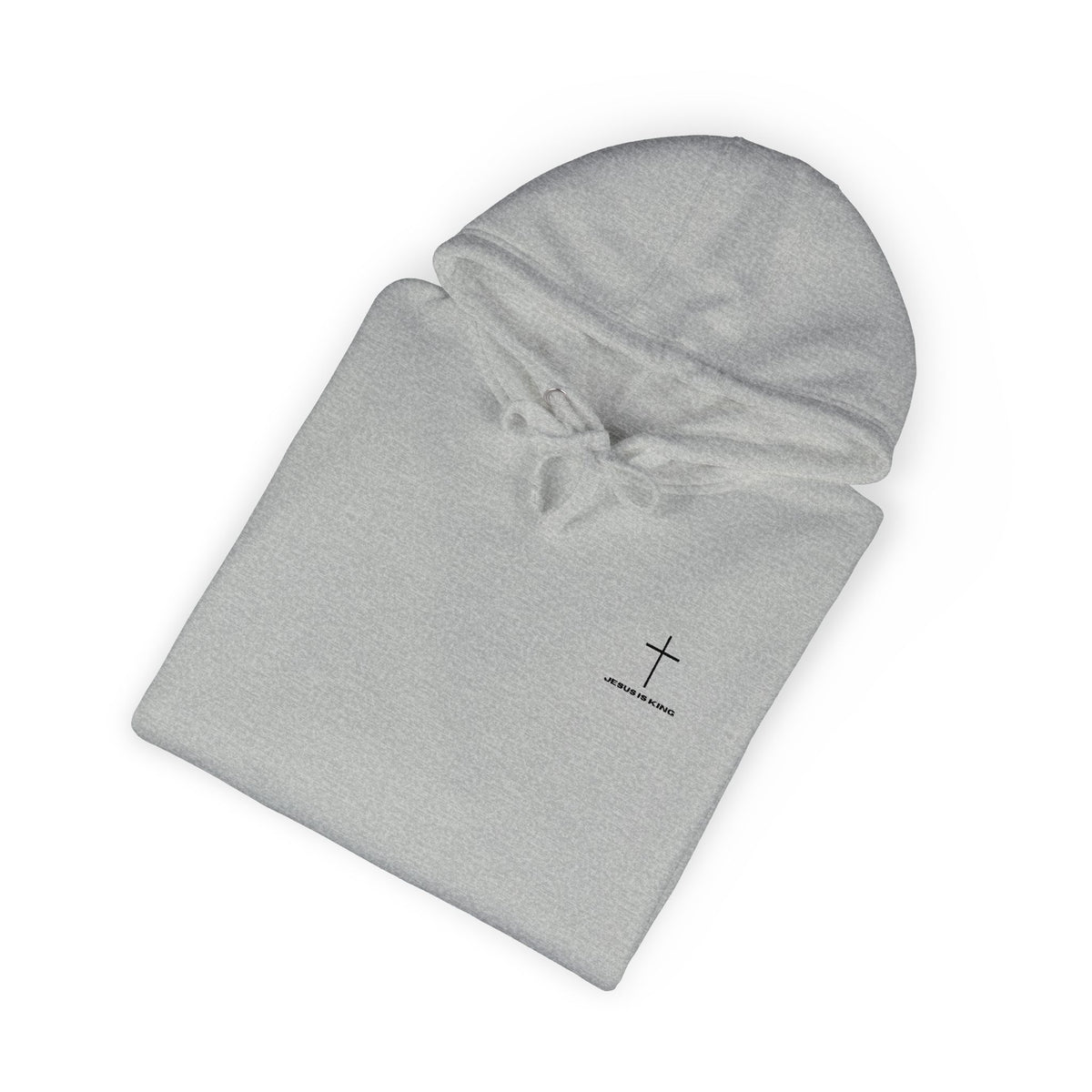 Minimal Cross Hoodie — Small Chest & Sleeve Faith Graphic