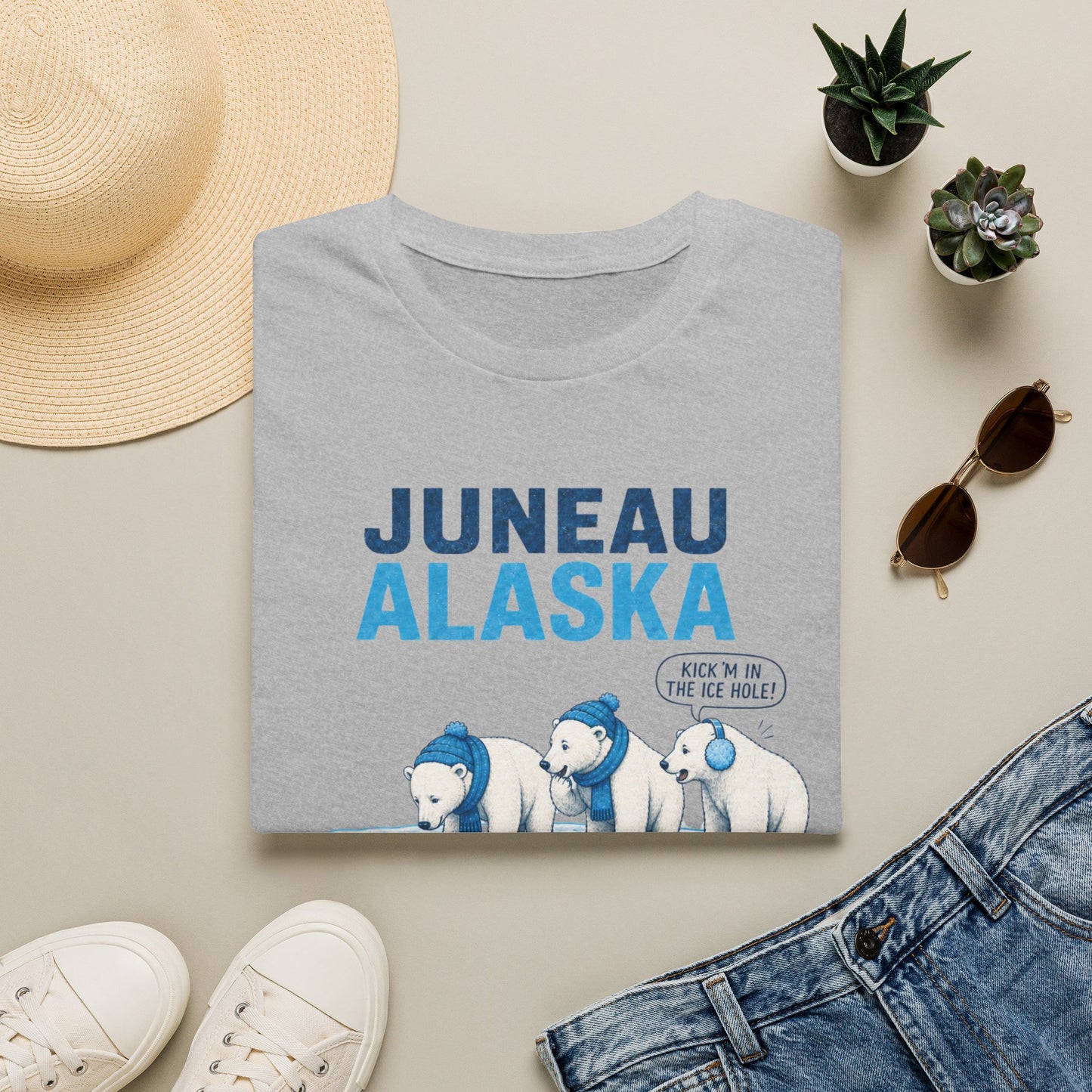 Juneau Alaska Polar Bears T-Shirt — 'Watch Out For Ice Holes' Cute Arctic Souvenir