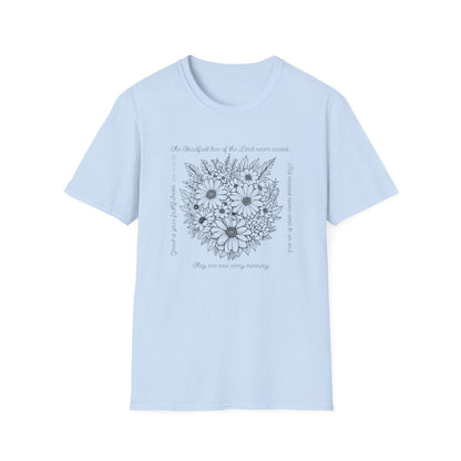 Floral Scripture T‑Shirt — "Be thankful" Daisy Bouquet Tee
