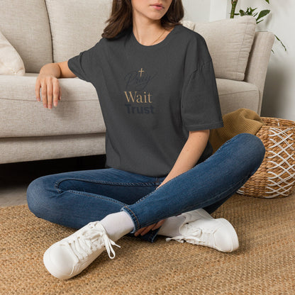Pray Wait Trust T‑Shirt — Inspirational Christian Faith Tee