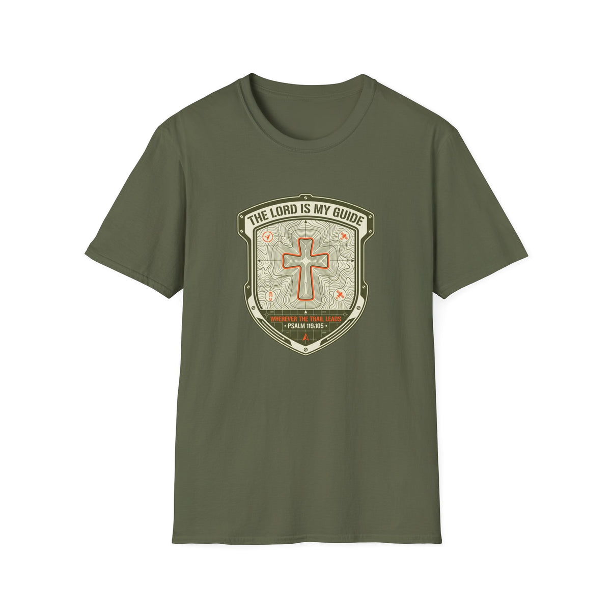 The Lord Is My Guide Christian Hiking/Topographic T Shirt