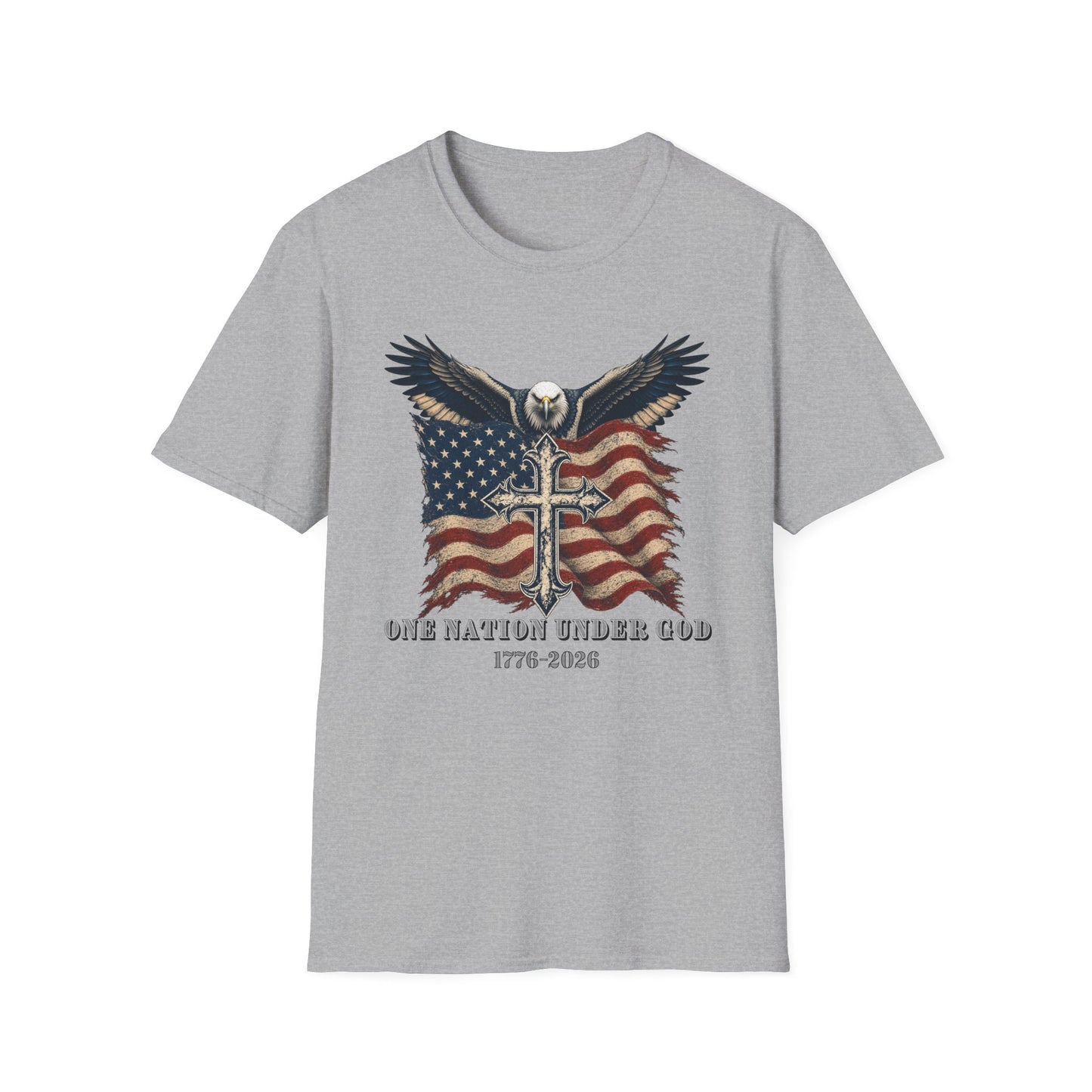 Patriotic Eagle Cross T‑Shirt — American Flag Faith Graphic