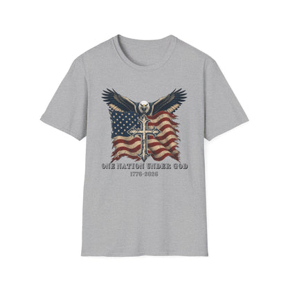 Patriotic Eagle Cross T‑Shirt — American Flag Faith Graphic