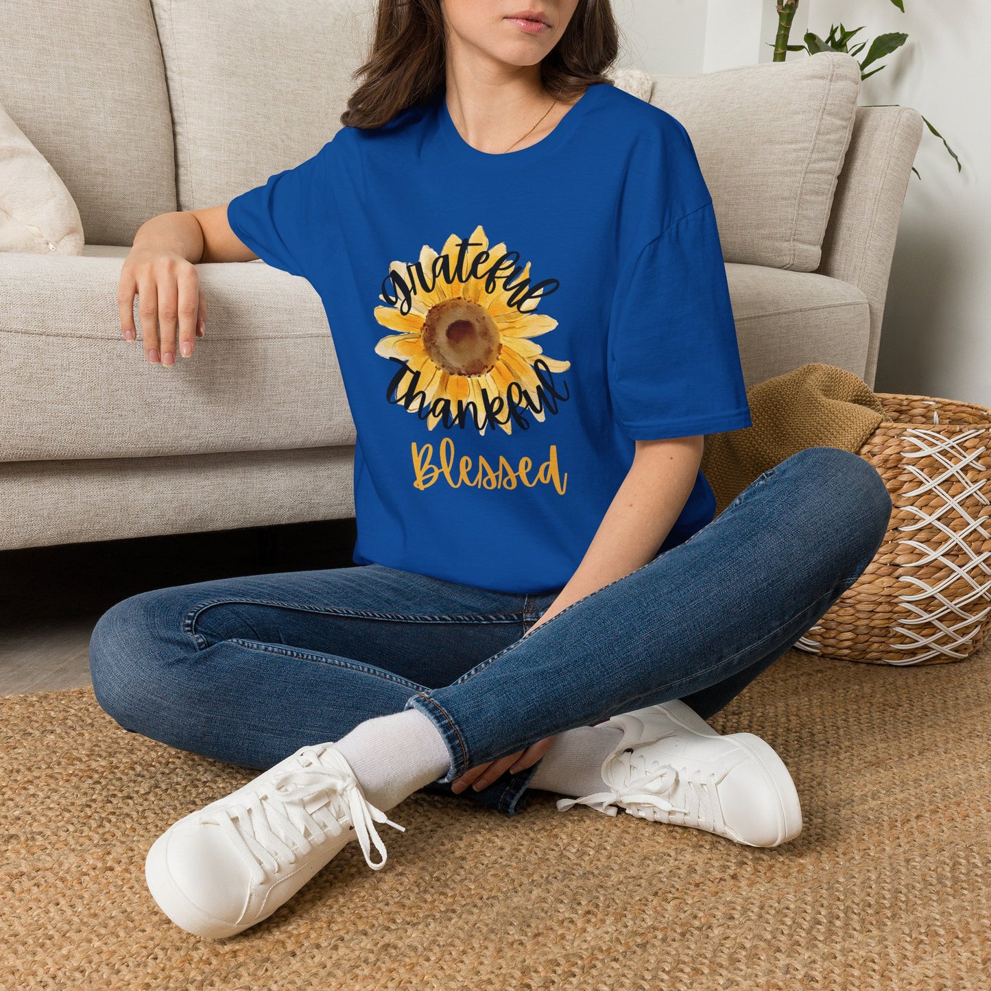 Grateful Thankful Blessed Sunflower T-Shirt