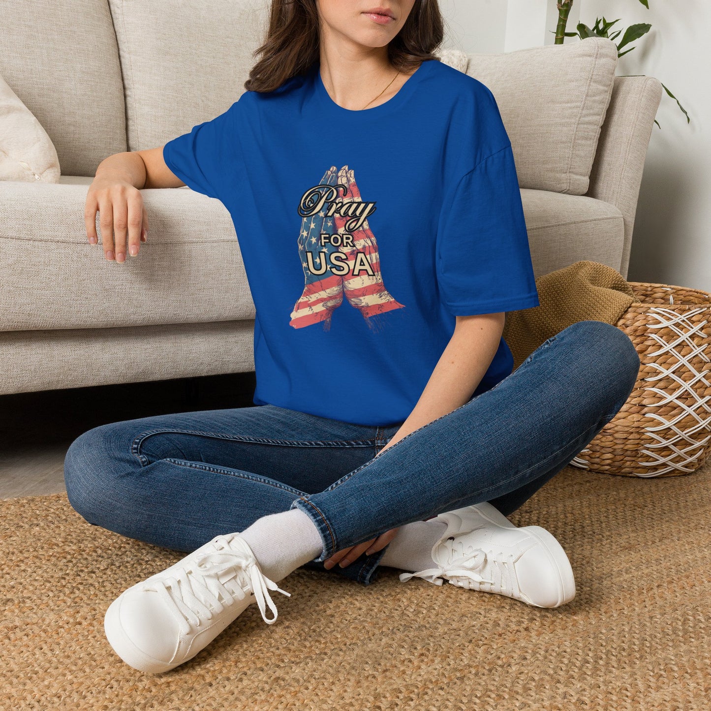 Pray for USA T-Shirt — Patriotic Praying Hands Tee