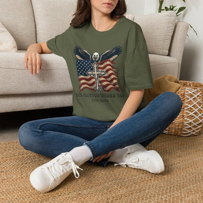 Patriotic Eagle Cross T‑Shirt — American Flag Faith Graphic