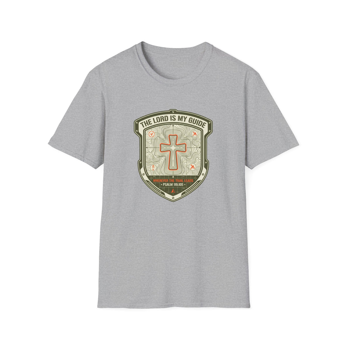 The Lord Is My Guide Christian Hiking/Topographic T Shirt