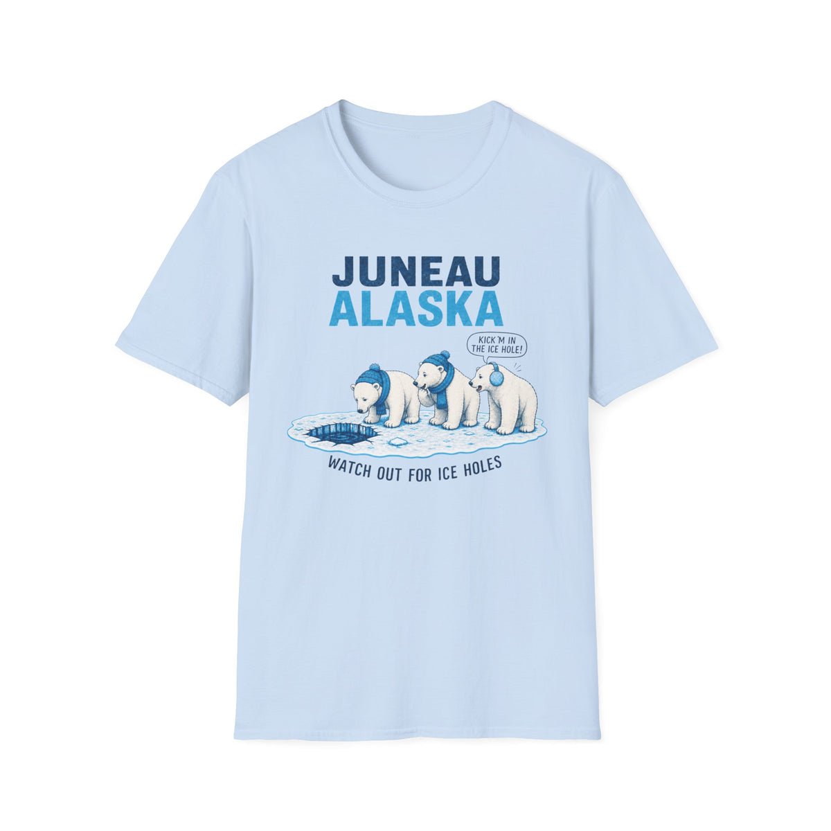 Juneau Alaska Polar Bears T-Shirt — 'Watch Out For Ice Holes' Cute Arctic Souvenir